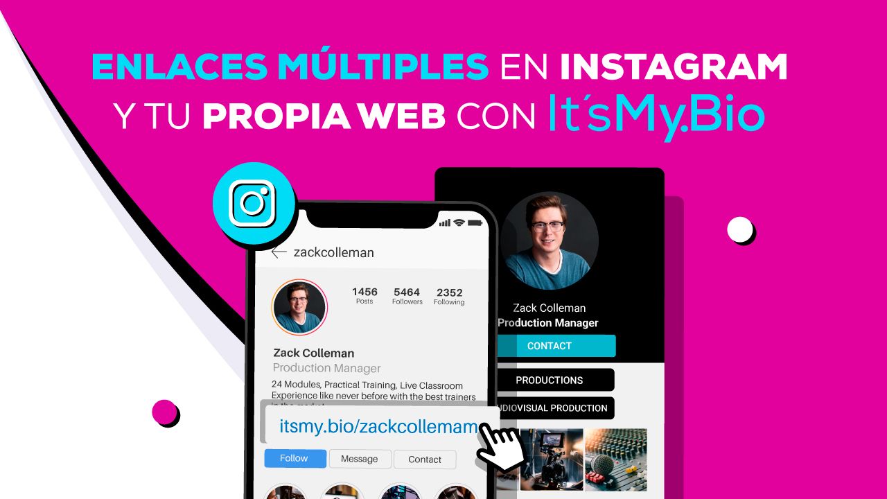 Enlaces múltiples en Instagram y tu propia web con It'sMy.Bio