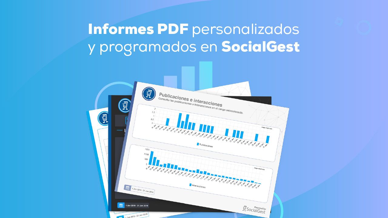 Informes PDF personalizados y programados de redes sociales en SocialGest