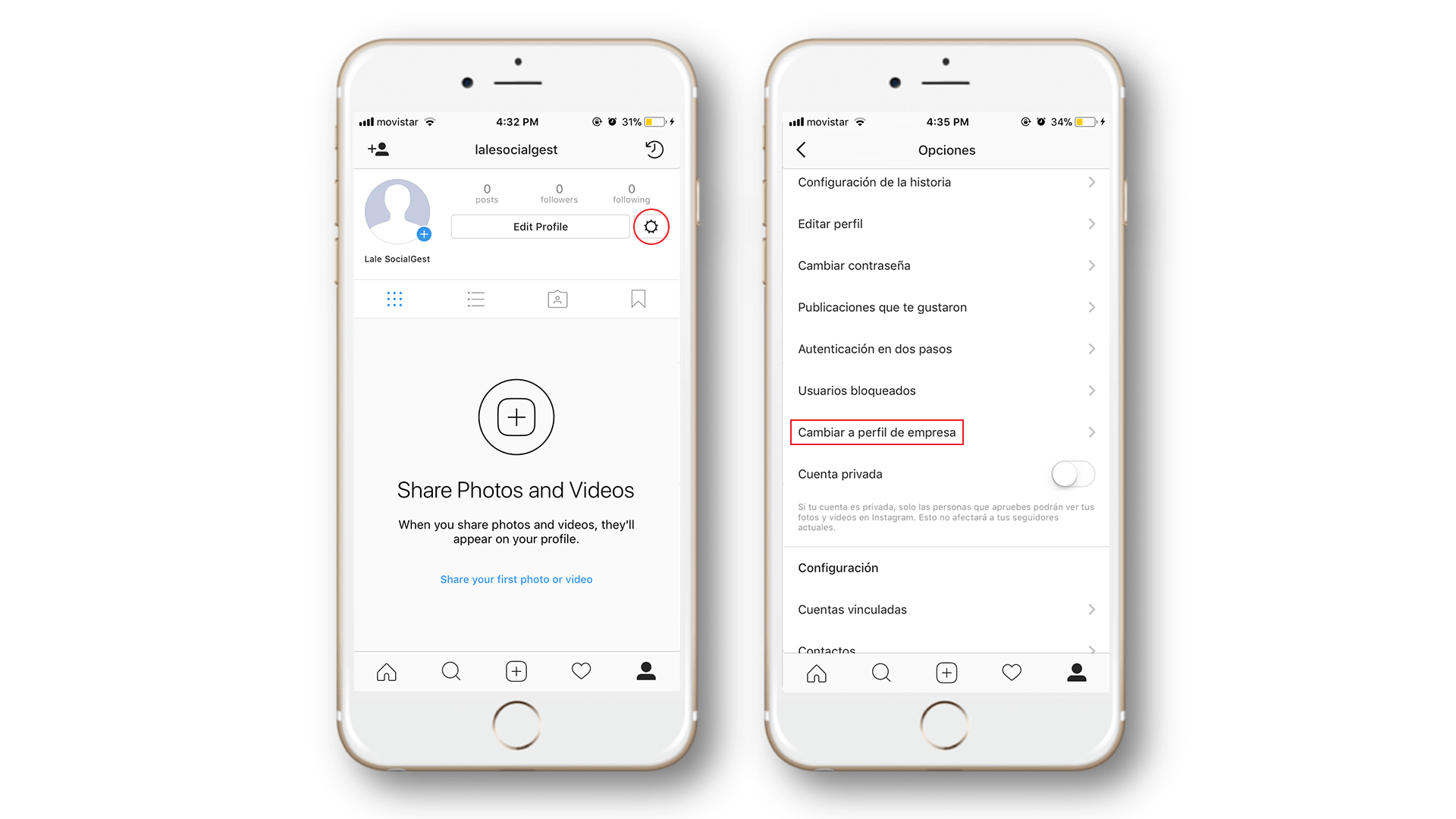 convertir el perfil de Instagram personal a empresa