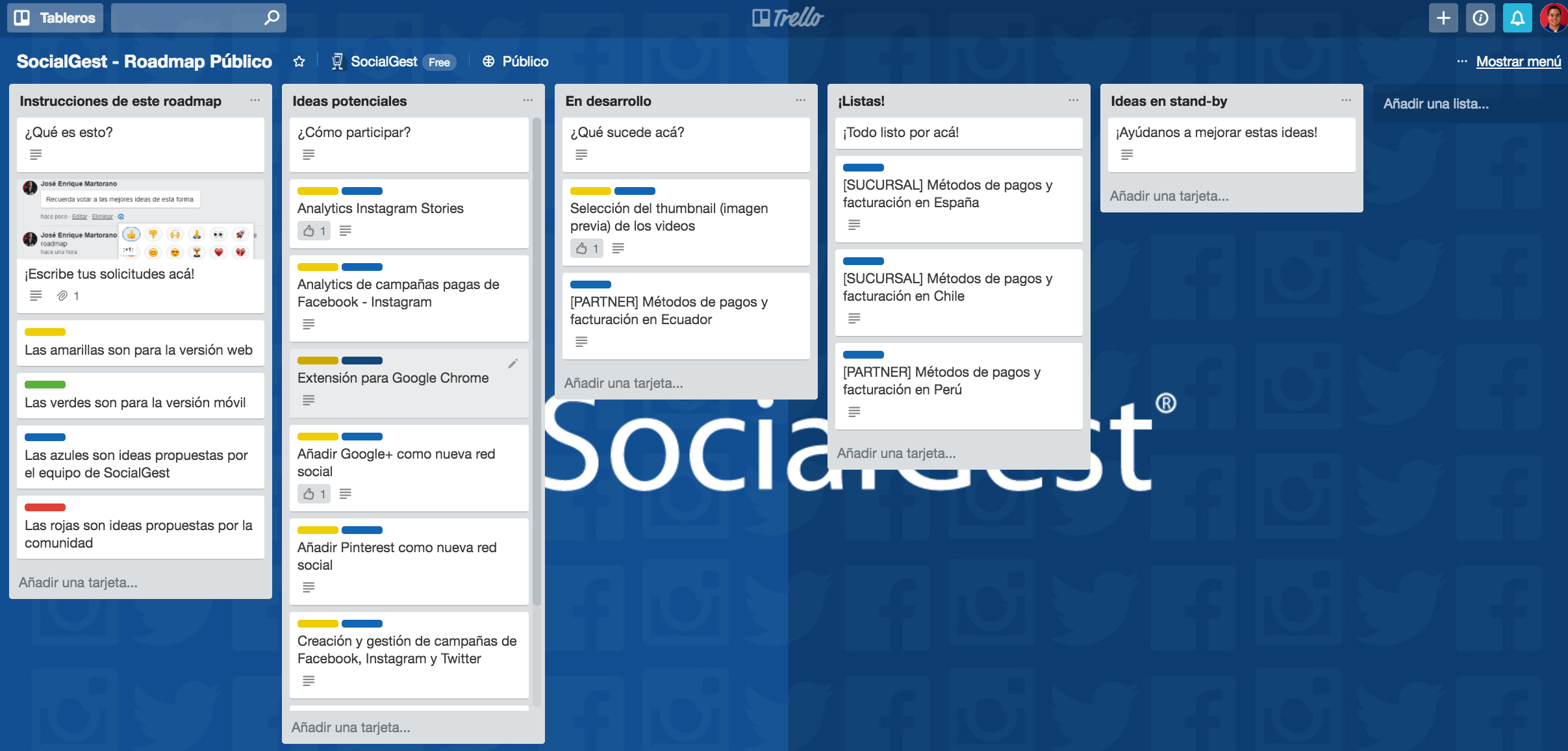 SocialGest roadmap público