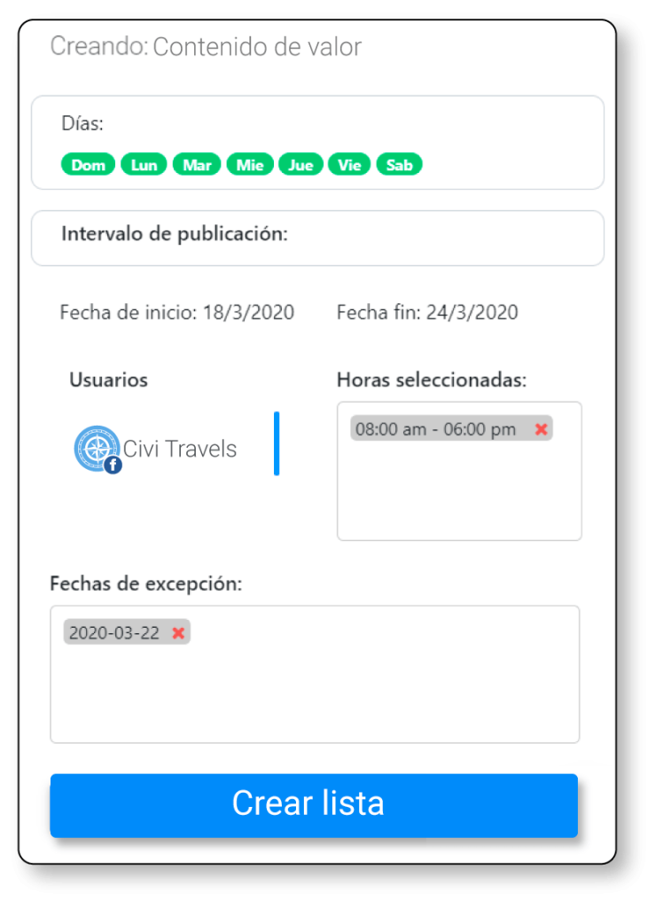 Crear lista cíclica para redes sociales paso 4