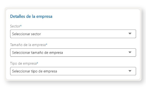 Detalles de la empresa para el perfil