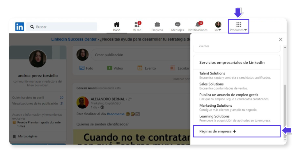 Paso 2 para crear un perfil de empresa en LinkedIn