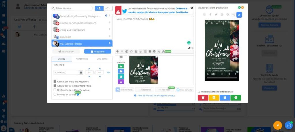 Programar Tiktok SocialGest